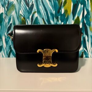 Celine Teen Triomphe Shiny Leather Crossbody Bag